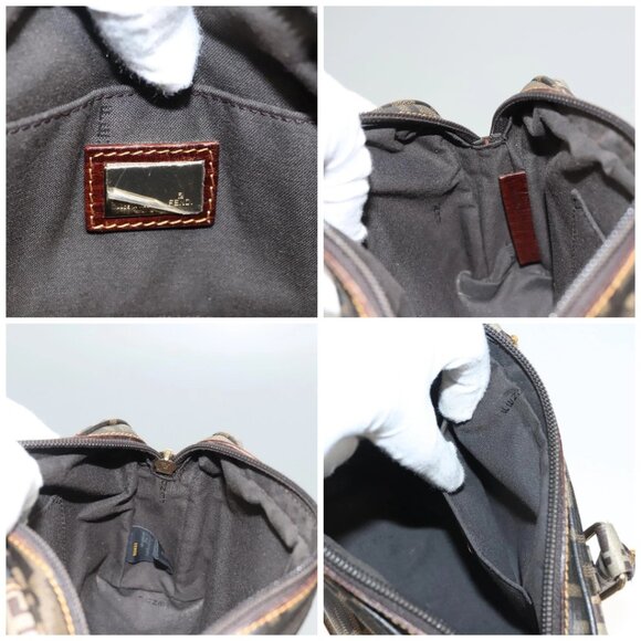 FENDI Zucca Canvas Zucchino Canvas Hand Bag 2way Brown Black beige - Picture 15 of 16